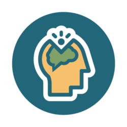 Graphical icon of a thinking brain