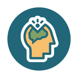 Graphical icon of a thinking brain